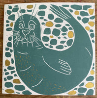 Seal Linocut Card