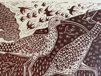 Two Curlews Linocut