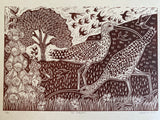 Two Curlews Linocut