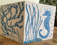 Seahorse Linocut Card