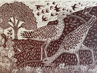 Two Curlews Linocut