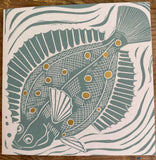 Flounder Linocut Card