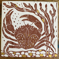 Crab Linocut Card