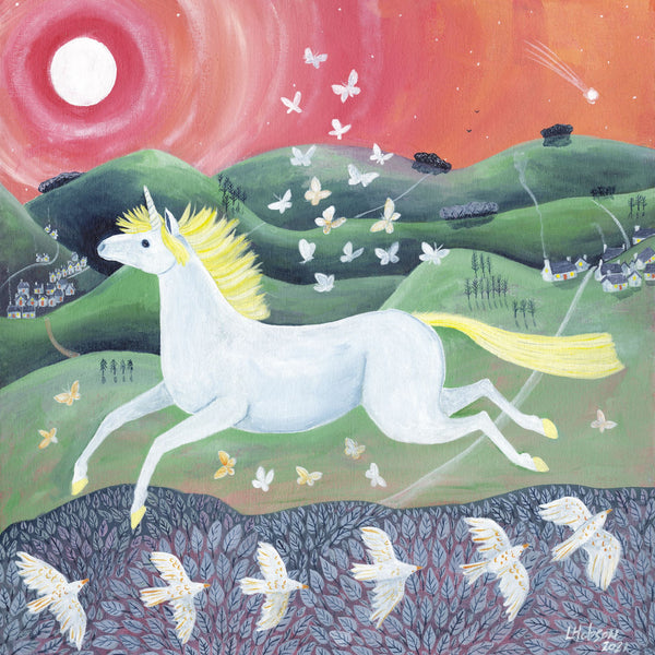 Unicorn Under Red Sky Print